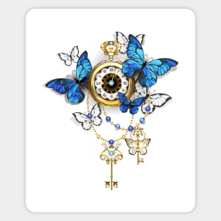 Antique clock with butterflies Sticker